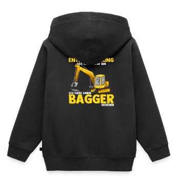 Entschuldigung das ich zu spät bin habe einen Bagg - Kinder Premium Organic Hoodie - Schwarz - Hinten - AI Model Kid Male (0cm)