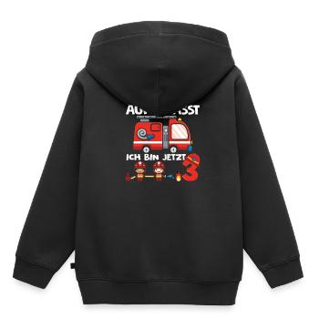Aufgepasst ich bin jetzt 3 Jahre - Feuerwehr Gebur - Kinder Premium Organic Hoodie - Schwarz - Hinten - AI Model Kid Male (0cm)