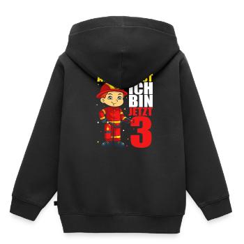 Aufgepasst ich bin jetzt 3 Jahre - Spruch Gebursta - Kinder Premium Organic Hoodie - Schwarz - Hinten - AI Model Kid Male (0cm)