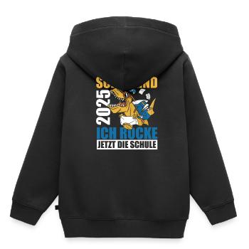 Schulkind 2025 Ich Rocke Jetzt Die Schule - Dino S - Kinder Premium Organic Hoodie - Schwarz - Hinten - AI Model Kid Male (0cm)