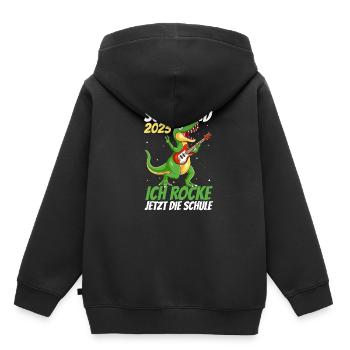 Schulanfang 2023 Dino Dinosaurier Einschulung Schu - Kinder Premium Organic Hoodie - Schwarz - Hinten - AI Model Kid Male (0cm)