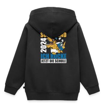 Schulanfang 2024 Dino Dinosaurier Einschulung Schu - Kinder Premium Organic Hoodie - Schwarz - Hinten - AI Model Kid Male (0cm)