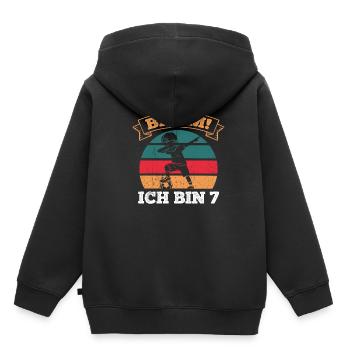 BÄÄM Ich bin 7 Dabbing Geburtstagsshirt 7 Jahre Ju - Kinder Premium Organic Hoodie - Schwarz - Hinten - AI Model Kid Male (0cm)