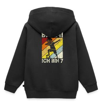 BÄÄM Ich bin 7 Dabbing Geburtstagsshirt 7 Jahre Ju - Kinder Premium Organic Hoodie - Schwarz - Hinten - AI Model Kid Male (0cm)