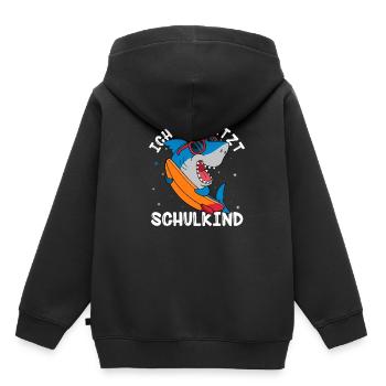 Ich Bin Jetzt Schulkind - Hai Designs Schüler Schu - Kinder Premium Organic Hoodie - Schwarz - Hinten - AI Model Kid Male (0cm)