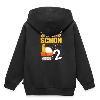 Achtung! Ich bin schon 2 - Bagger Baustelle Geburt - Kinder Premium Organic Hoodie - Schwarz - Hinten - AI Model Kid Male (0cm)