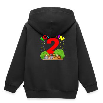 Ich bin 2 - Tiere Farm Zoo Geburtstgskind Geschenk - Kinder Premium Organic Hoodie - Schwarz - Hinten - AI Model Kid Male (0cm)