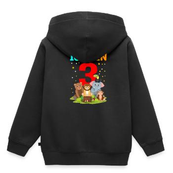 Ich bin 3 - Tiere Farm Zoo Geburtstgskind Geschenk - Kinder Premium Organic Hoodie - Schwarz - Hinten - AI Model Kid Male (0cm)