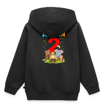 Ich bin 2 - Tiere Farm Zoo Geburtstgskind Geschenk - Kinder Premium Organic Hoodie - Schwarz - Hinten - AI Model Kid Male (0cm)