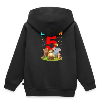 Ich bin 5 - Tiere Farm Zoo Geburtstgskind Geschenk - Kinder Premium Organic Hoodie - Schwarz - Hinten - AI Model Kid Male (0cm)