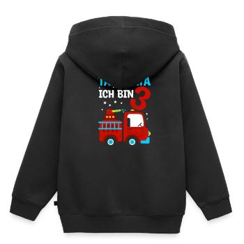 Tatü Tata - Ich bin 3 - Feuerwehr Feuerwehrauto Ge - Kinder Premium Organic Hoodie - Schwarz - Hinten - AI Model Kid Male (0cm)