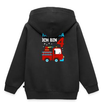 Feuerwehrwagen Kind Kindergartenkind Feuerwehr KiG - Kinder Premium Organic Hoodie - Schwarz - Hinten - AI Model Kid Male (0cm)