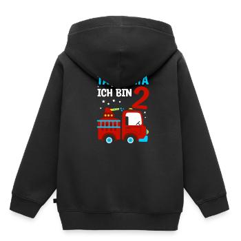 Feuerwehr Kind Feuerwehrauto Blaulicht Geschenkide - Kinder Premium Organic Hoodie - Schwarz - Hinten - AI Model Kid Male (0cm)