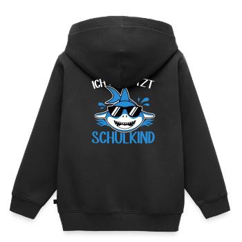 Schulkind Hai Design Schule Spruch Schulstart Erst - Kinder Premium Organic Hoodie - Schwarz - Hinten - AI Model Kid Male (0cm)