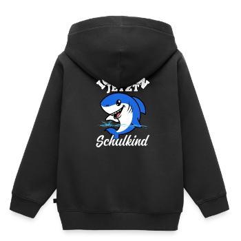 Schulkind Hai Design Schule Spruch Schulstart Schu - Kinder Premium Organic Hoodie - Schwarz - Hinten - AI Model Kid Male (0cm)