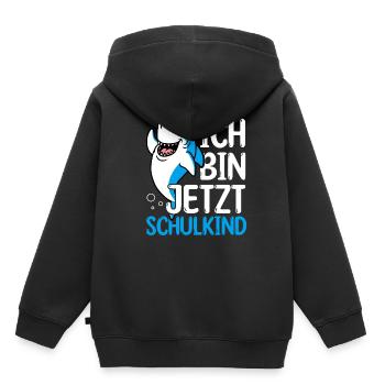 Schulkind Hai Design Schule Spruch Schulstart Schü - Kinder Premium Organic Hoodie - Schwarz - Hinten - AI Model Kid Male (0cm)