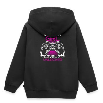 Gamer Girl Level 7 Unlocked Gaming Birthday Gift G - Kinder Premium Organic Hoodie - Schwarz - Hinten - AI Model Kid Male (0cm)