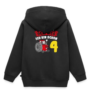 Aus Dem Weg Ich Bin Schon 4 Traktor Geburstag Spru - Kinder Premium Organic Hoodie - Schwarz - Hinten - AI Model Kid Male (0cm)