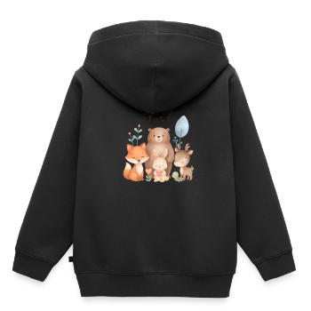 Gemeinsam sind wir stark Waldtiere Design - Kinder Premium Organic Hoodie - Schwarz - Hinten - AI Model Kid Male (0cm)