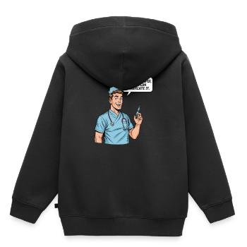 Drôle de dicton d’infirmière – Médicament contre la stupidité - Sweat Premium à capuche enfant bio - noir - Dos - AI Model Kid Male (0cm)
