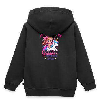 Ich werde stolze Schwester 2026 Einhorn - Kinder Premium Organic Hoodie - Schwarz - Hinten - AI Model Kid Male (0cm)