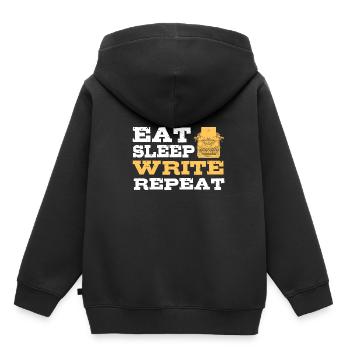Autor - Kinder Premium Organic Hoodie - Schwarz - Hinten - AI Model Kid Male (0cm)