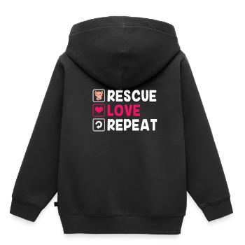 Sauvetage des animaux Droits des animaux Refuge pour animaux de sauvetage des animaux - Sweat Premium à capuche enfant bio - noir - Dos - AI Model Kid Male (0cm)
