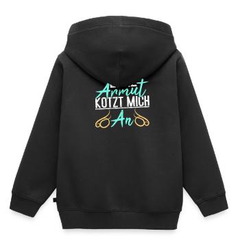 Lustiger Spruch EURE ARMUT KOTZT MICH AN - Kinder Premium Organic Hoodie - Schwarz - Hinten - AI Model Kid Male (0cm)