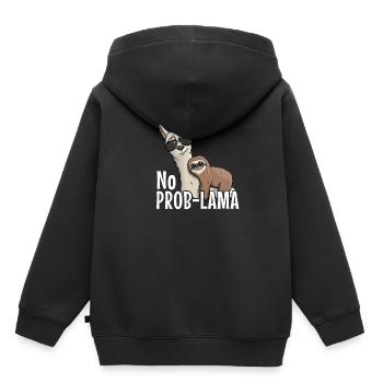 No Prob-Lama Pas de problème Paresseux Lama Hipster - Sweat Premium à capuche enfant bio - noir - Dos - AI Model Kid Male (0cm)
