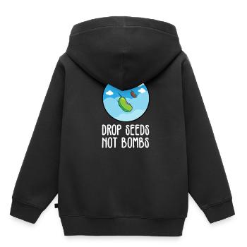 Drop Seeds not Bombs Umweltschützer - Kinder Premium Organic Hoodie - Schwarz - Hinten - AI Model Kid Male (0cm)
