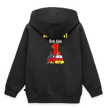1. Geburtstag Feuerwehr Feuerwehrauto Kind - Kinder Premium Organic Hoodie - Schwarz - Hinten - AI Model Kid Male (0cm)