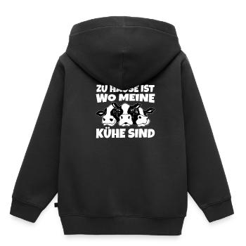 La maison de l’agriculteur est où sont mes vaches - Sweat Premium à capuche enfant bio - noir - Dos - AI Model Kid Male (0cm)