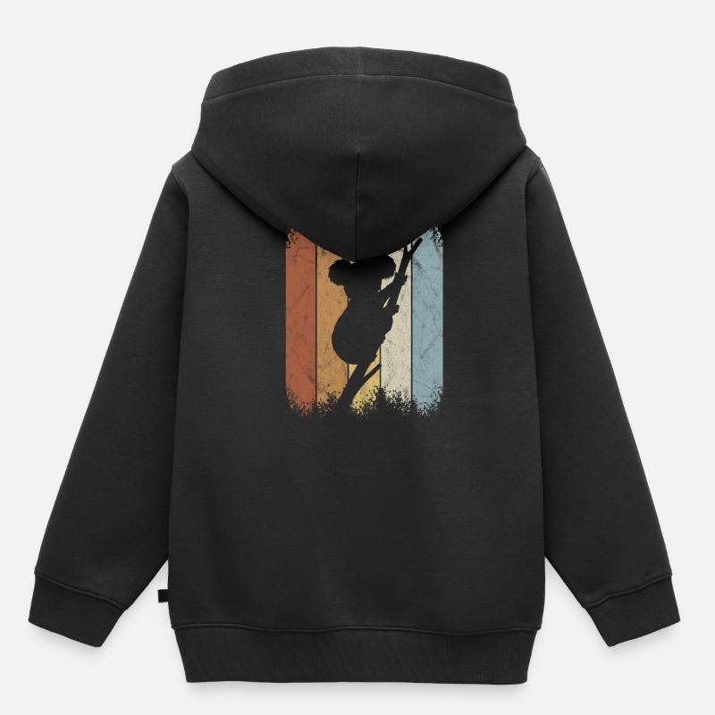 Retro Style kletternder Koala Beuteltier Koalabär - Kinder Premium Organic Hoodie - Schwarz
