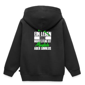 Ein Leben ohne Modellflug ist moeglich aber sinnlo - Kinder Premium Organic Hoodie - Schwarz - Hinten - AI Model Kid Male (0cm)