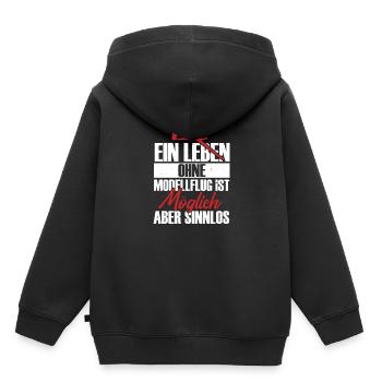 Ein Leben ohne Modellflug ist möglich aber sinnlos - Kinder Premium Organic Hoodie - Schwarz - Hinten - AI Model Kid Male (0cm)