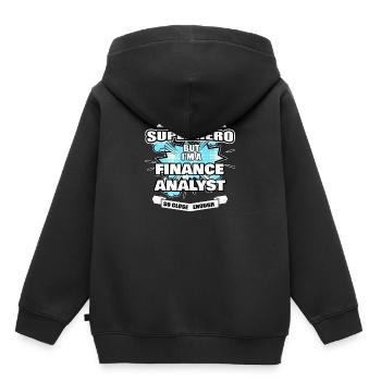 Finance Analyst Gift Superhero Finance Analyst - Kids Premium Organic Hoodie - black - Back - AI Model Kid Male (0cm)