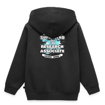 Research Associate Gift Superhero Research Associa - Kids Premium Organic Hoodie - black - Back - AI Model Kid Male (0cm)