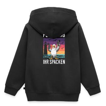 Moin Lübeck Moin Oldenburg Moin Hamburg Rostock - Kinder Premium Organic Hoodie - Schwarz - Hinten - AI Model Kid Male (0cm)