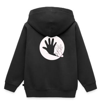 Hase Kaninchen Schatten Hand Ostern Geschenkidee - Kinder Premium Organic Hoodie - Schwarz - Hinten - AI Model Kid Male (0cm)