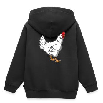 Huhn comic kawaii Kindershirt Bauernhof Geschenk - Kinder Premium Organic Hoodie - Schwarz - Hinten - AI Model Kid Male (0cm)