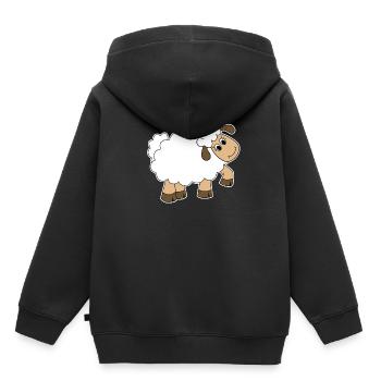 Cadeau d'agneau mouton moutons laine laine dessin animé - Sweat Premium à capuche enfant bio - noir - Dos - AI Model Kid Male (0cm)