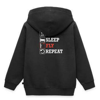 manger sommeil répéter répéter - old school rétro vintage - Sweat Premium à capuche enfant bio - noir - Dos - AI Model Kid Male (0cm)