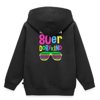 80er Jahre Dorfkind Mode lustiger Spruch Geschenk - Kinder Premium Organic Hoodie - Schwarz - Hinten - AI Model Kid Male (0cm)