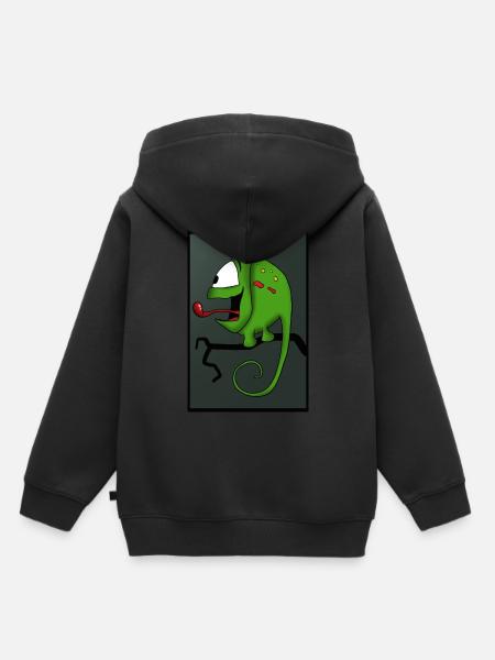 caméléon - Sweat Premium à capuche enfant bio - noir