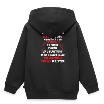 Wenn ich in die Hölle komme verlässt Teufel Thron - Kinder Premium Organic Hoodie - Schwarz - Hinten - AI Model Kid Male (0cm)