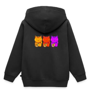 Maneki Neko Japan Glücksbringer - Kinder Premium Organic Hoodie - Schwarz - Hinten - AI Model Kid Male (0cm)