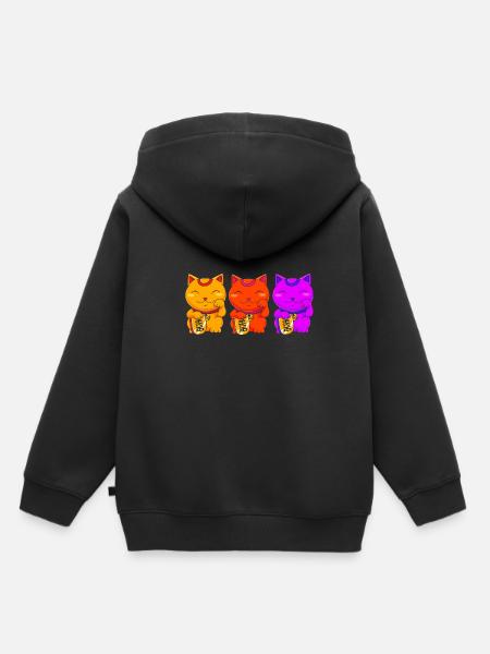 Maneki Neko Japan Glücksbringer - Kinder Premium Organic Hoodie - Schwarz