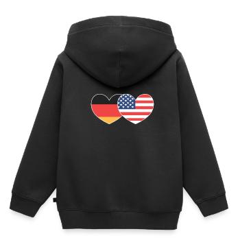 Amerikanisch Deutsch - Kinder Premium Organic Hoodie - Schwarz - Hinten - AI Model Kid Male (0cm)