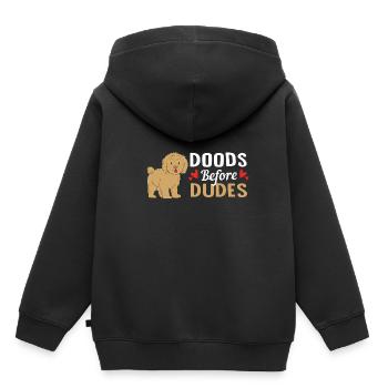 Goldendoodle - Kinder Premium Organic Hoodie - Schwarz - Hinten - AI Model Kid Male (0cm)