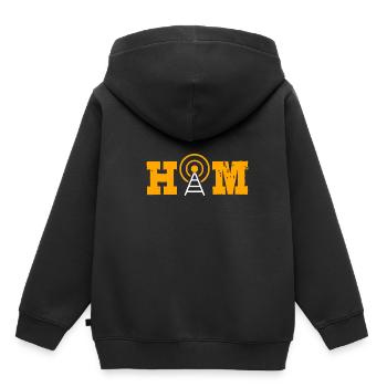 Amateur Radio Radio - Sweat Premium à capuche enfant bio - noir - Dos - AI Model Kid Male (0cm)